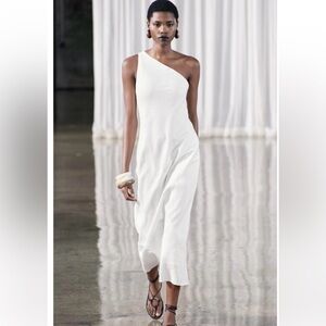 ZARA 100% LINEN ASYMMETRIC DRESS